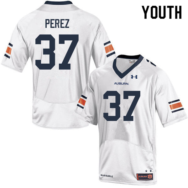 Youth #37 Daniel Perez Auburn Tigers College Football Jerseys Sale-White - Click Image to Close